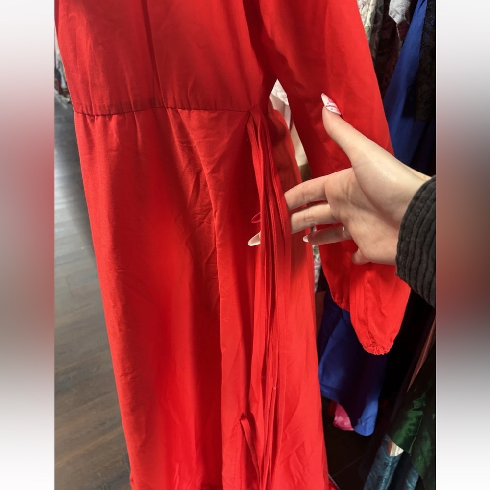 Vintage 70s Red Ruffle Dress Western / Prairie / Folklore Rue Rodeo - Picture 7 of 11